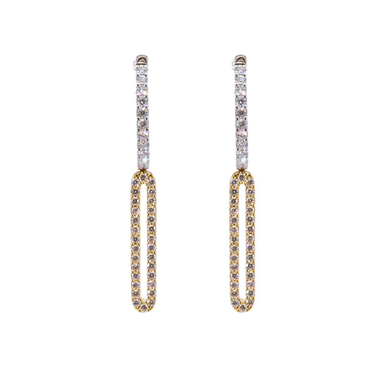 Creolen bicolor goud 18Kt met diamanten 0.41ct