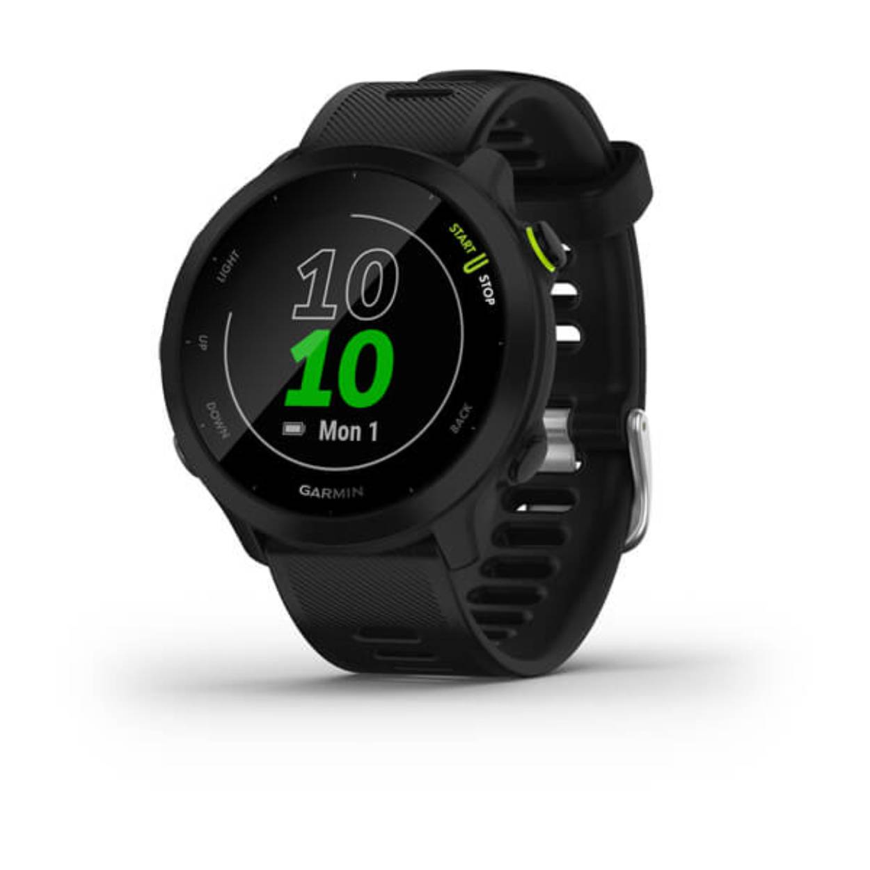 Deze Garmin smartwatch behoort tot de Forerunner collectie.
Batterijduur (smartwatch-modus)	Tot 2 weken

De Garmin Forerunner 55 is een sporthorloge welke zeer geschikt is voor de recreatieve en beginnende hardloper. Door de eenvoudig te begrijpen fysiometrische gegevens en trainingssuggesties helpt het sporthorloge je sportprestaties te optimaliseren. De Forerunner 55 biedt daarnaast CIQ-ondersteuning, meer all-day gezondheidsmonitoring en meer activiteitsprofielen dan de voorganger. Hierdoor is het sporthorloge een zeer complete smartwatch en ideaal als trainingsbuddy tijdens het hardlopen.