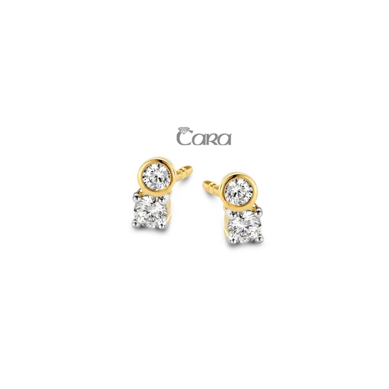 Cara oorstekers bicolor goud zirconia