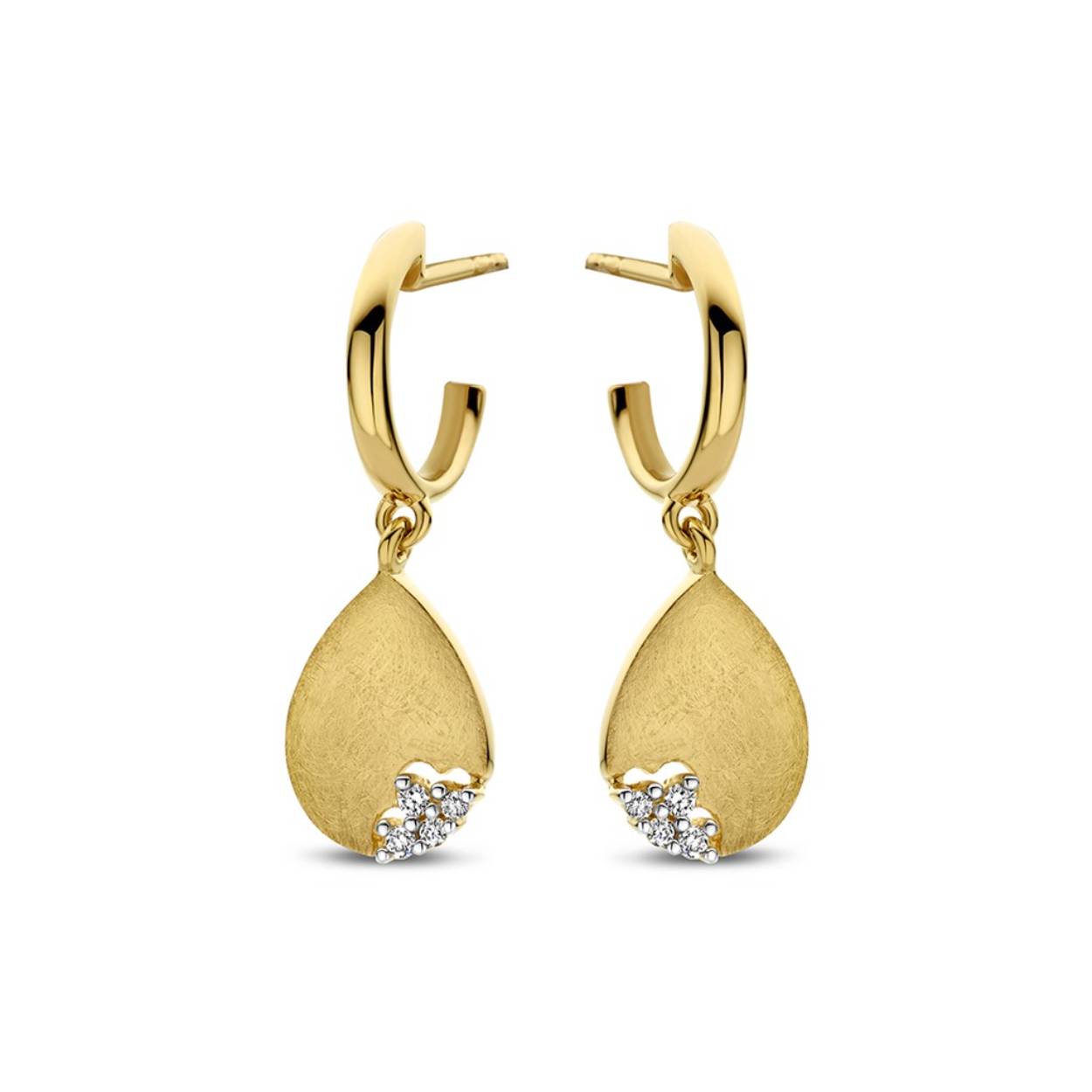 Oorringen geel goud 18kt met diamanten