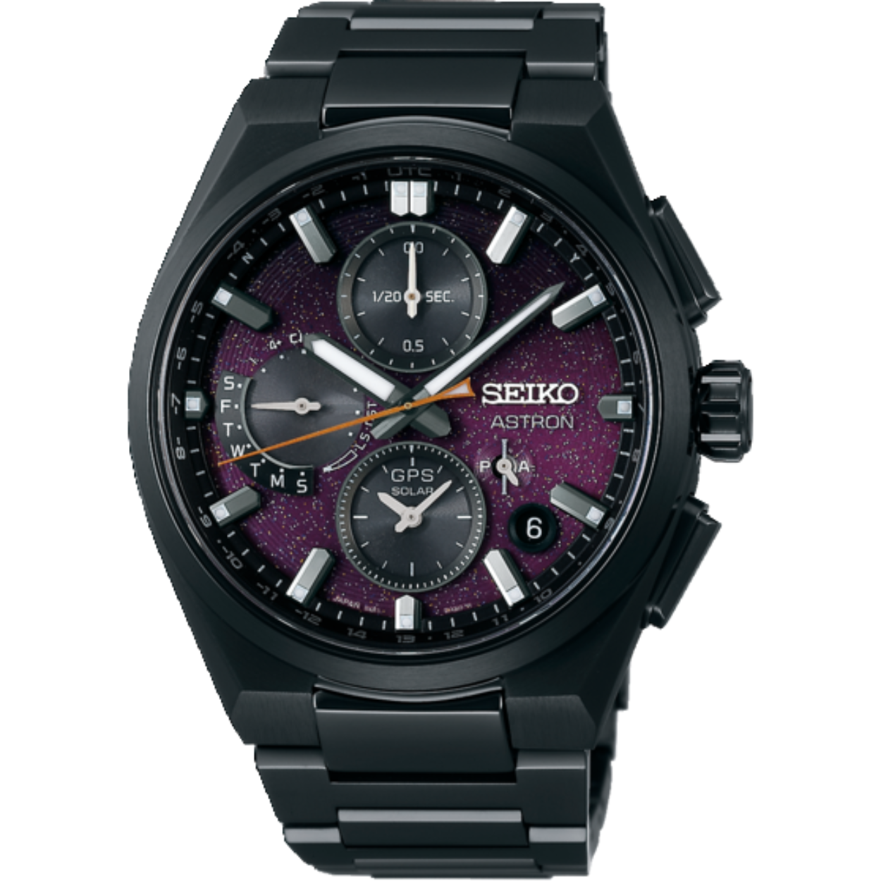 Dit Seiko horloge behoort tot de Astron collectie.Het horloge is een Limited Edition met een oplaag van 1500 stuks. Dit horloge heeft Limited Edition nummer 1010.
Referentienummer: SSH171J1

Het toverachtige tafereel van een sterrenhemel en in de wind dansende kersenbloesems is vastgelegd in de glinsterend-paarse gradaties op de wijzerplaat die wordt omlijst door een volledig zwarte kast en band. De buitenomtrek van de wijzerplaat toont een patroon dat lijkt op sterrensporen.

Kast en band zijn afgewerkt met een krasbestendige harde coating die haar gitzwarte glans behoudt. Dankzij het nieuwe afstelsysteem van de sluiting kan de lengte van de horlogeband gemakkelijk worden aangepast.

Het SEIKO 5X83 kaliber is een prestigieuze analoge GPS Solar Dual-Time Chronograaf. Dit horloge kan met een eenvoudige druk op de knop overal ter wereld zich instellen op de juiste tijdzone en hiermee de juiste lokale tijd weergeven. Op de wijzerplaat geeft de GPS-signaal indicator aan of het horloge verbinding maakt met het wereldwijde GPS netwerk. Ook laat het horloge zien met hoeveel satellieten het horloge verbinding maakt. Voor het bepalen van de juiste tijdzone is er verbinding nodig met minimaal 4 satellieten. Indien het horloge volledig is opgeladen maakt het horloge tot 2 keer per dag satellietverbinding met één satelliet om de tijd te corrigeren. Hierdoor is het 5X83 GPS Solar horloge extreem accuraat en kent het horloge slechts een afwijking van 1 seconde per 100,000 jaar. Indien nodig kan de lokale tijd ook handmatig worden gewijzigd. 

De slimme Perpetual Calendar functie zorgt ervoor dat het horloge tot het jaar 2100 altijd de juiste datum aangeeft. Het horloge beschikt over een Dual-Time, in-flight mode, een automatische DST aanpassing en het horloge beschikt over een chronograaf functie. De stopwatch kan tot 12 uren in stappen van 1/20 seconde meten. Een tussentijdsfunctie is voorzien. Een tweede tijd wordt weergegeven op de subdial op de wijzerplaat en een aparte AM/PM-indicatie. De ingebouwde horloge micro-GPS ontvanger verbruikt zó weinig energie, dat alle functies optimaal functioneren op lichtenergie, die wordt gegenereerd door de Solar wijzerplaat. Lees meer over dit kaliber in de gebruiksaanwijzing.