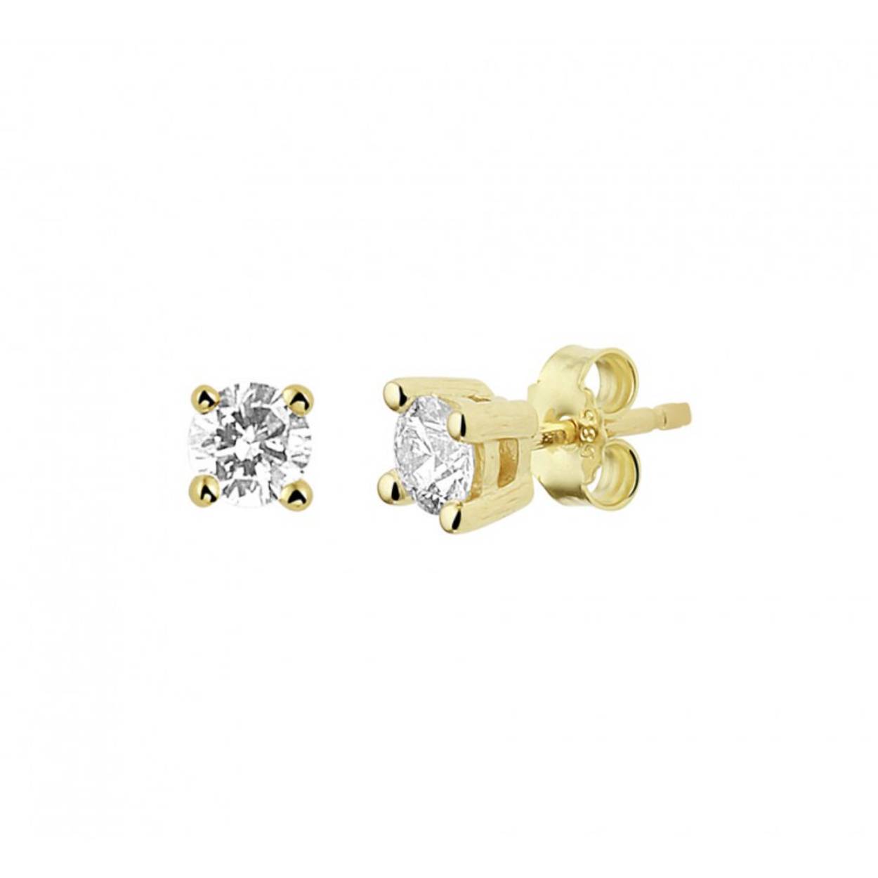 Oorknop geelgoud diamant 2-0.30 h/si 