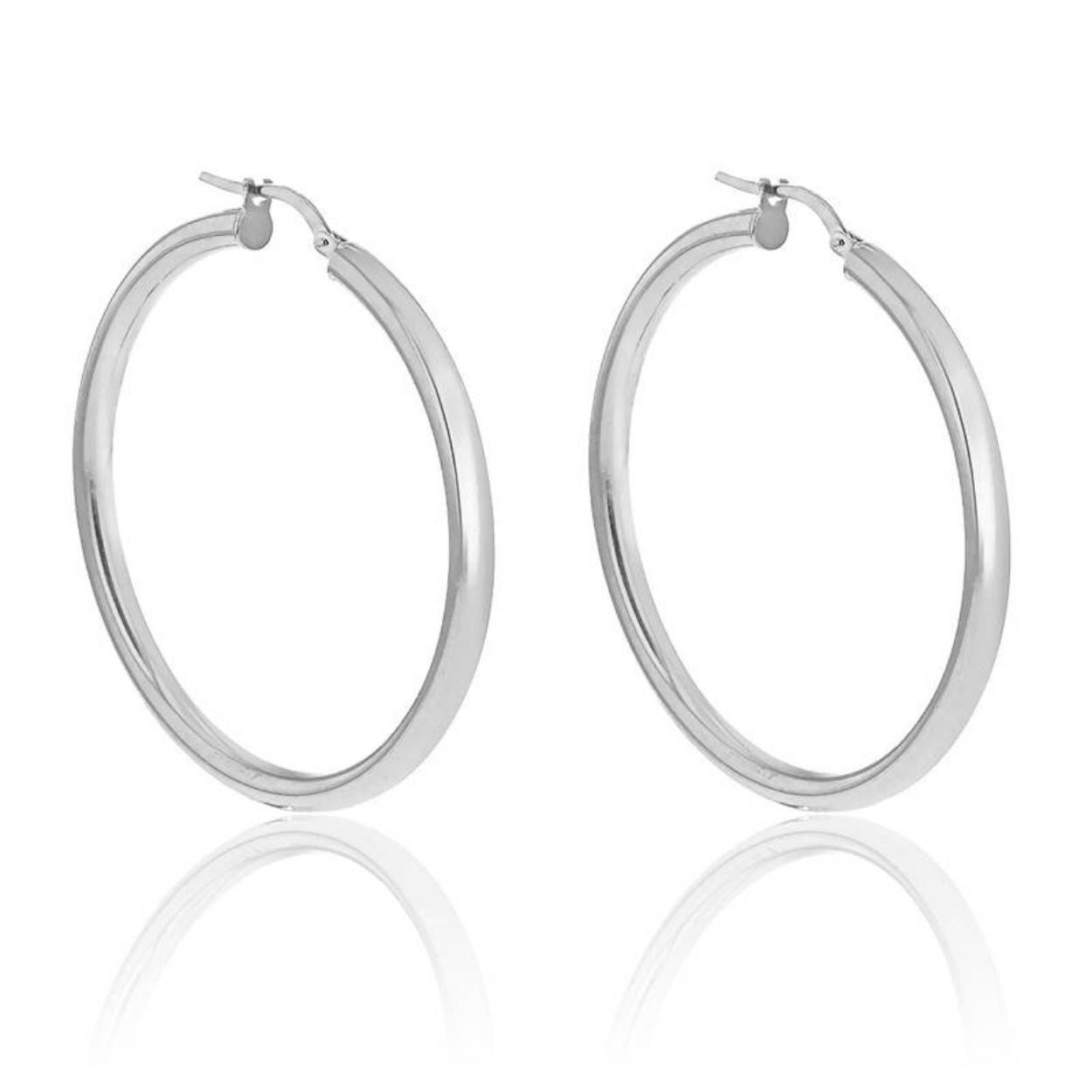 BOUCLES  D'OREILLES CREOLES 25MM, OR BLANC 18k  