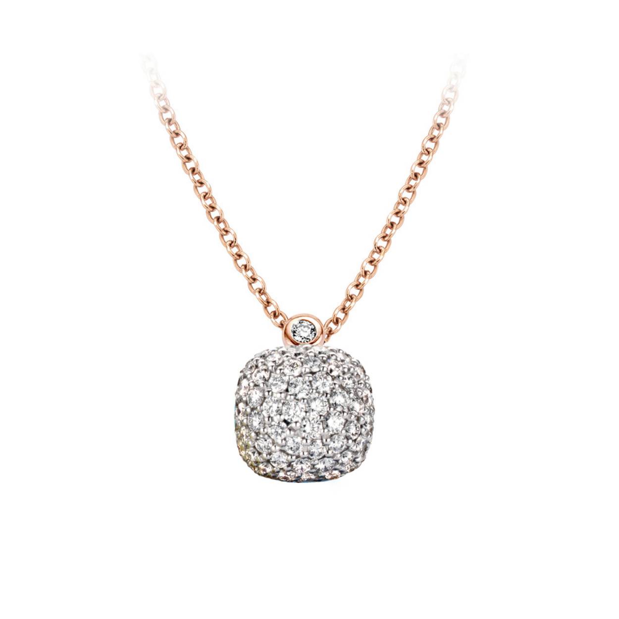 Deze Mini Sweety collier is vervaardigd in 18-karaats roségoud en afgewerkt met witte diamanten 0.5ct