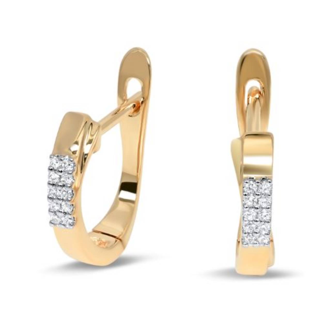  oorringen geelgoud cross met diamant 20-0.08crt H SI