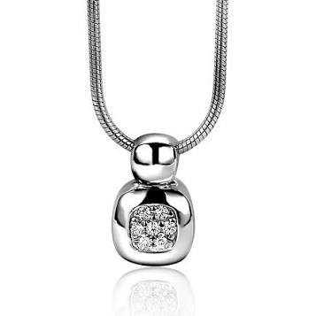 ZINZI zilveren hanger klein vierkant met zirconia's pave