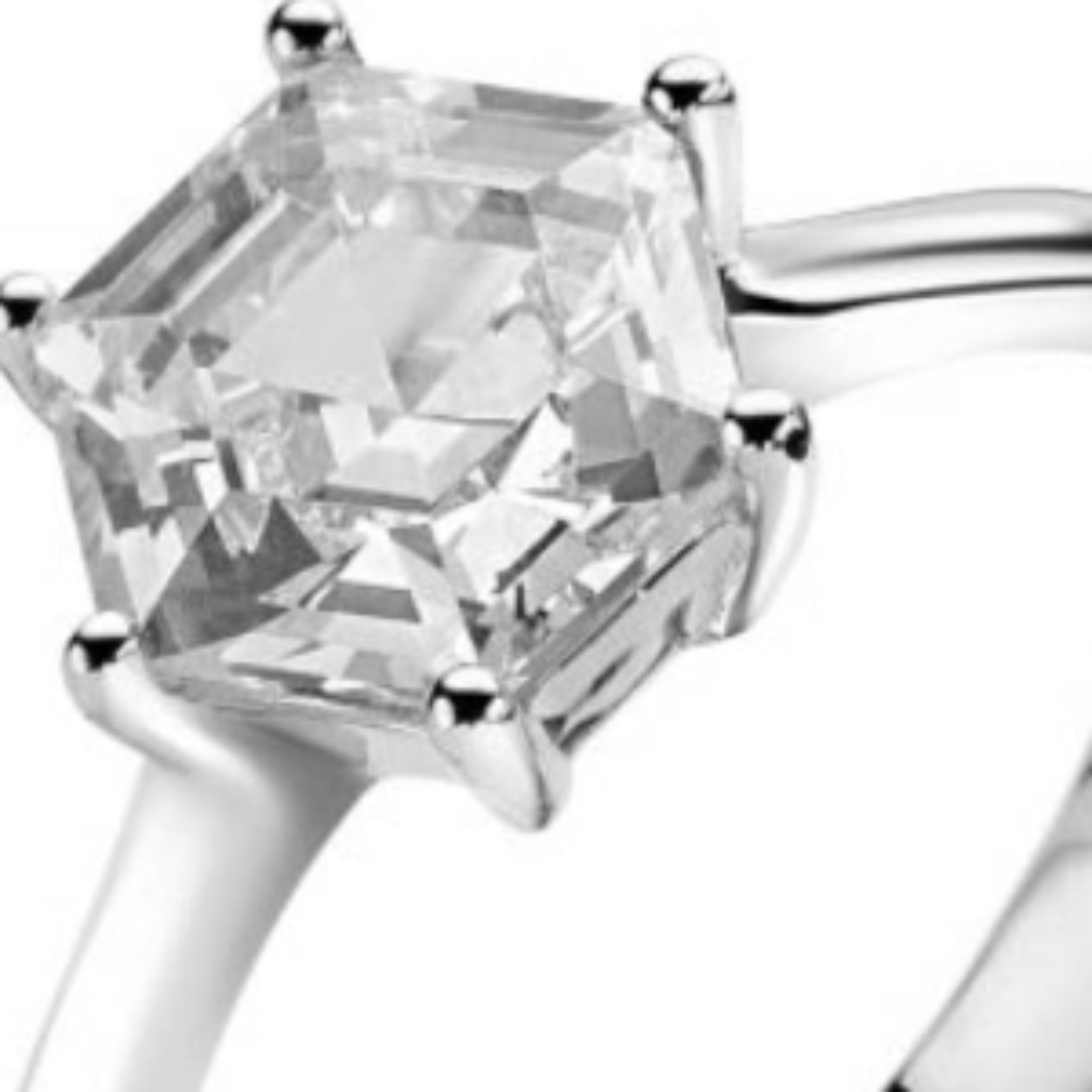 ZINZI zilveren ring met zeshoekige wittte zirconia 10mm