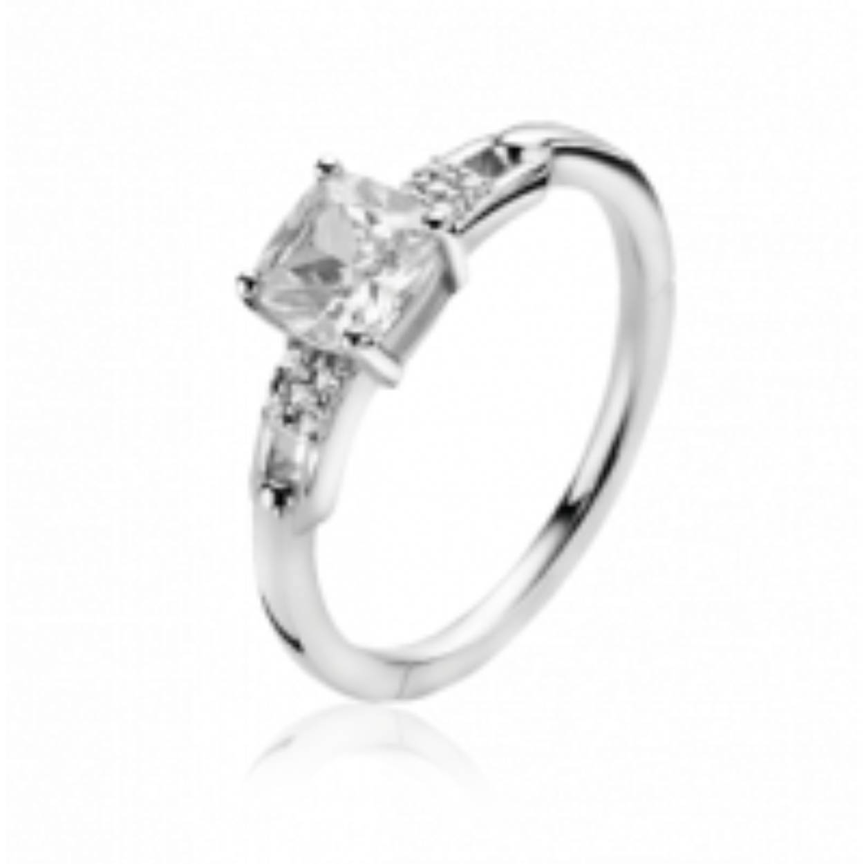 ZINZI zilveren ring met vierkante witte zirconia en fantasie pavé zettingen ZIR2268