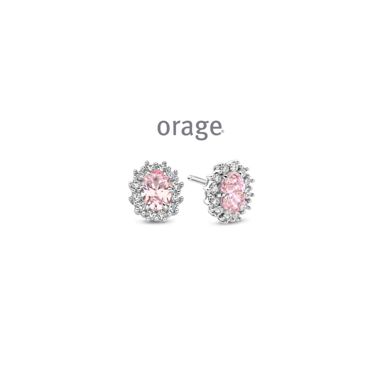 Orage Oorstekers Zilver entourage roos