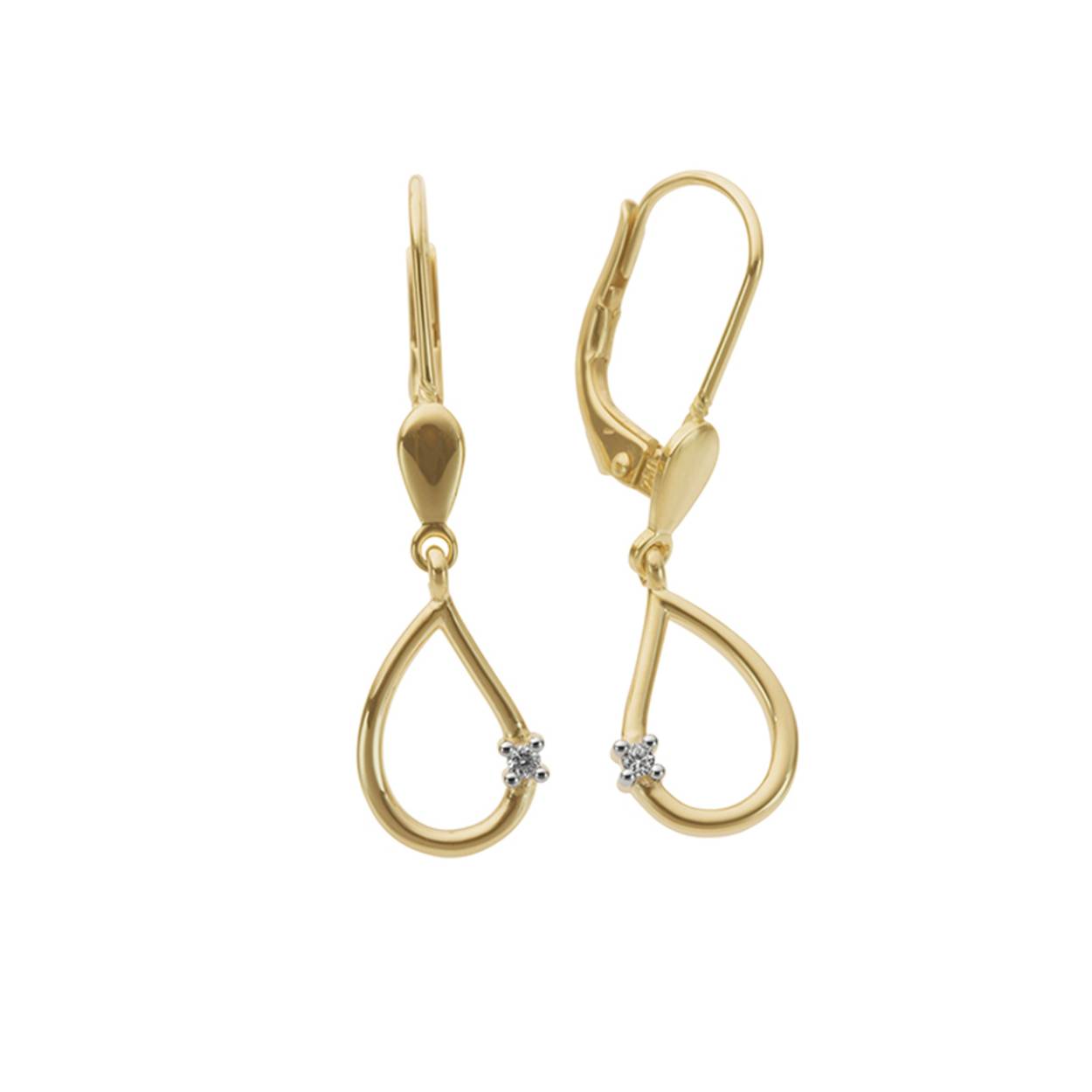 Naiomy Gouden oorstekers 18kt 2briljant 0.20ct