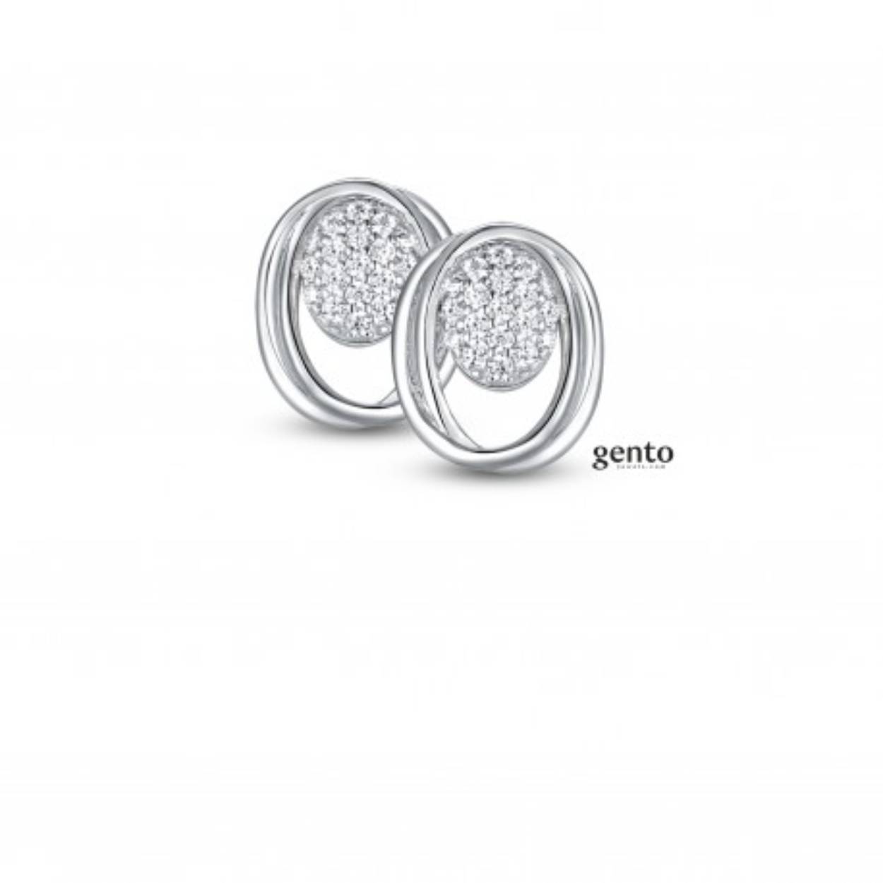 Zilveren oorbellen zirconium gento