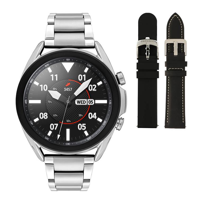 Stijlvol en sportief, deze Samsung Galaxy 3 smartwatch SA.R850SH Special Edition met een diameter van 41 mm. De smartwatch heeft een edelstalen band en een extra zwarte siliconen en lederen band. brengt. Koppel het horloge via bluetooth aan je smartphone en ontvang alle berichten op je smartwatch en reageer meteen met quick reply’s. Ook heb je een belfunctie dankzij de ingebouwde speaker en microfoon. Om door de apps, berichten en tekst te bladeren hoef je alleen maar aan de roterende ring te draaien. Je bekijkt gedurende de dag je stappen, calorieverbranding en inkomende oproepen of berichten. De smartwatch herkent meer dan 35 activiteiten, waardoor je hem ook tijdens het sporten gebruikt. In de Smartwatch heb je ook een ingebouwde GPS die je ook offline kan navigeren. En dankzij de geïntegreerde barometersensor kun je nog sneller je GPS-locatie bepalen. En tijdens je work-out luister je zonder je smartphone naar muziek met Spotify premium. En ook betalen met je horloge behoort tot de mogelijkheden.
- Accelerometer (snelheidsmeter)
- Android & iOS compatible
- App notificaties,
- Automatische bewegingsdetector
- Automatische kalender
- Barometer
- Bluetooth
- Bloeddrukmeter
- Calorieënteller
- Fitness tracke,
- GPS en a-GPS (assisted GPS)
- Gyrometer (bewegingssensor)
- Hartslagmeter
- Hoogtemeter
- Inkomende oproepen
- Meting afstanden / snelheid / aantal stappen
- Microfoon
- Muziekbesturing
- NFC
- Slaaptracker
- Snelheidsweergave
- Stappenteller
- Stress tracker
- Thermometer
- Touchscreen
- Valdetectie
- Wijzigbare wijzerplaat
- Zuurstofmeter