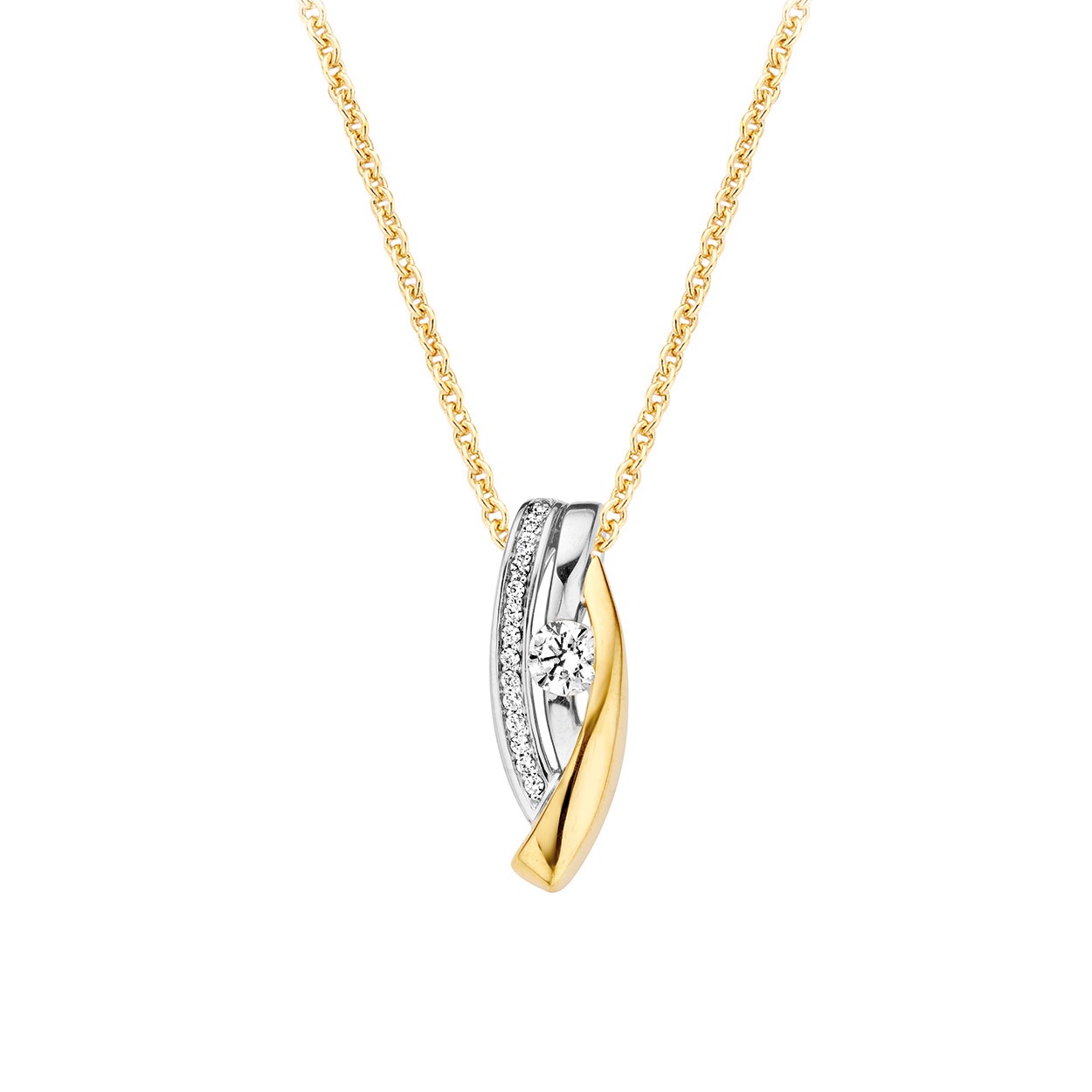 Briljant geslepen diamanten van totaal 0.37ct.
Deze hanger is exclusief collier.