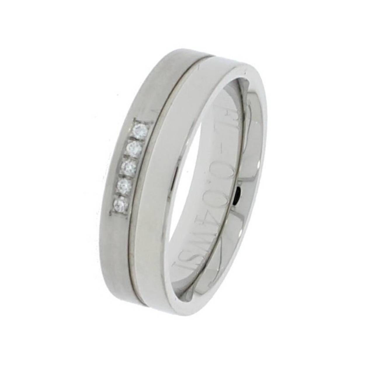 Staal ring mat/glanzend 5x diamant - 0,04 w-si