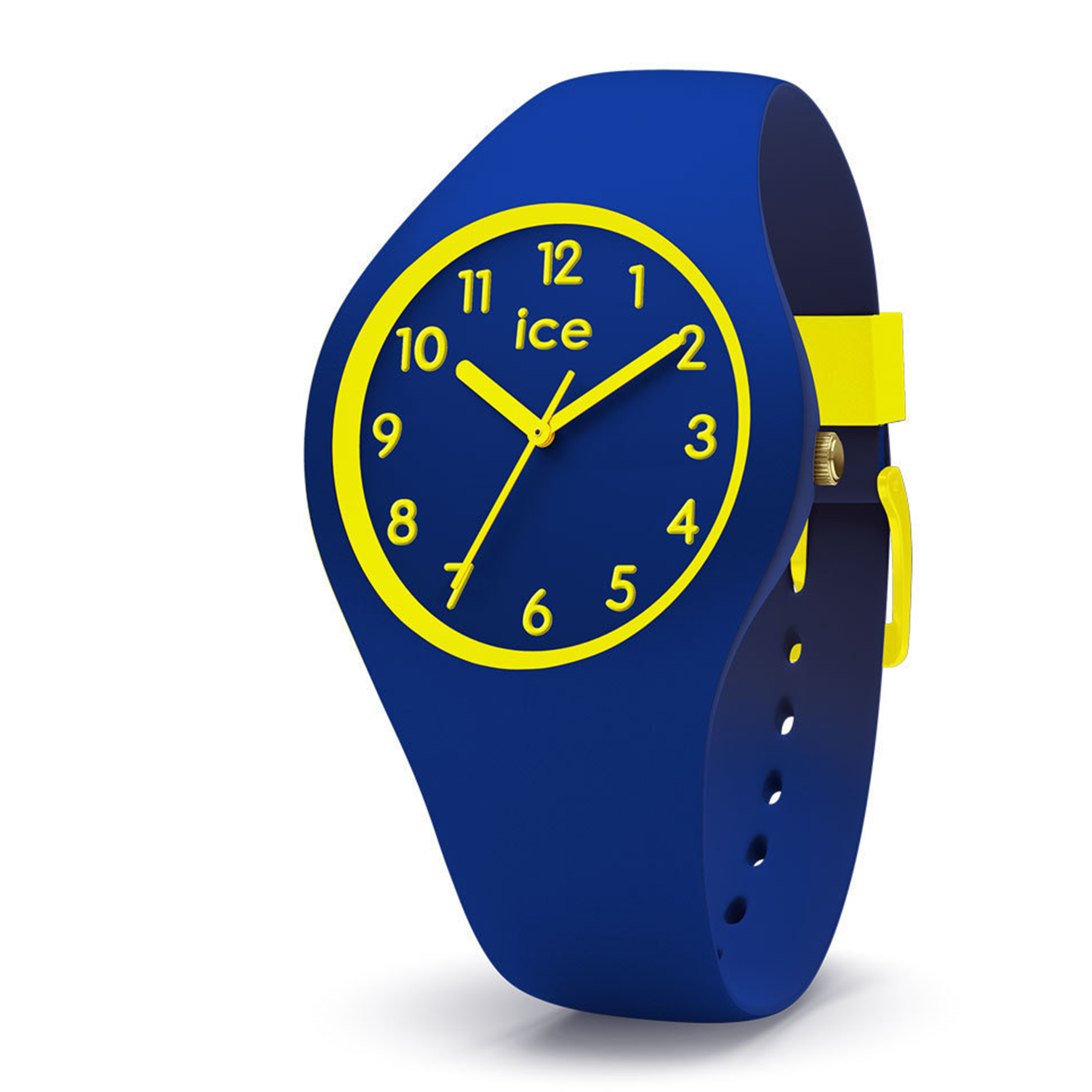 ICE Watch Ola Kids Horloge 014427 met blauwe silicone band en gele toetsen. Duidelijke cijfers. 