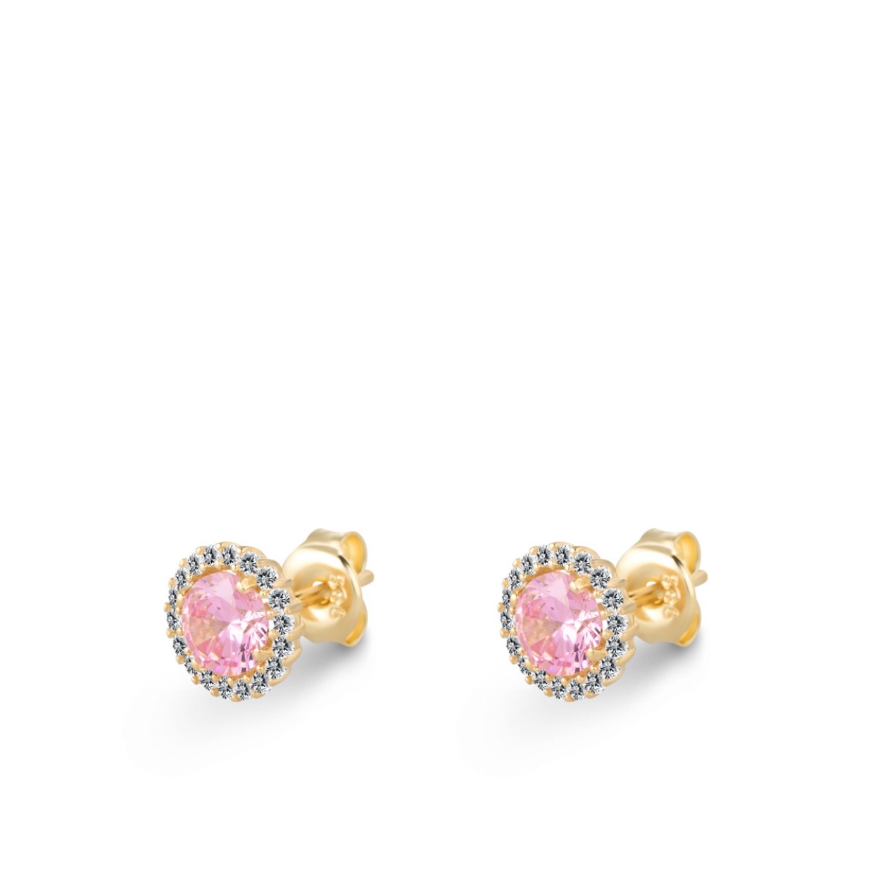 oorstekers 14k zirkonia met roze steen