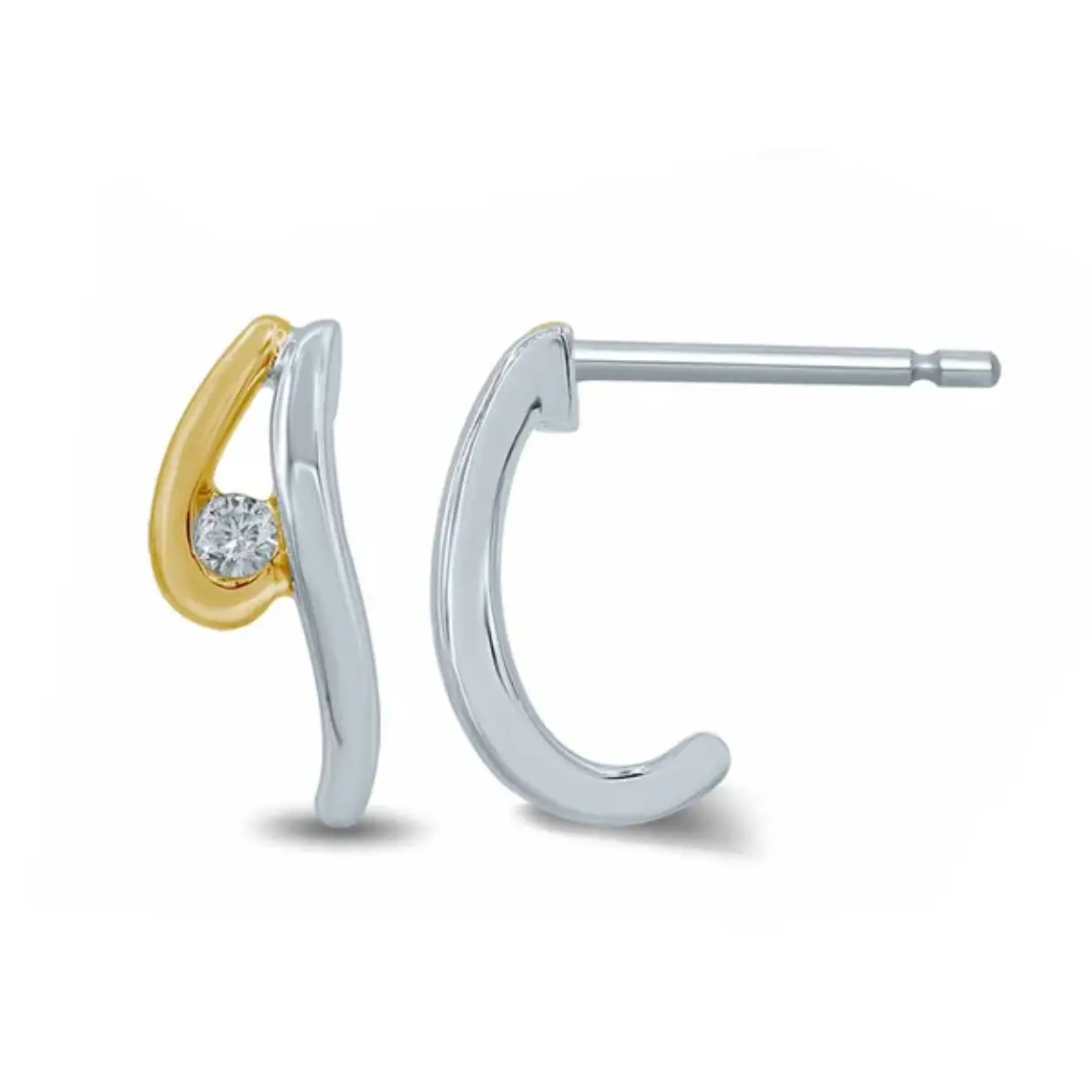 Goud bicolour oorsteker 2 x 0.04 crt. We-si