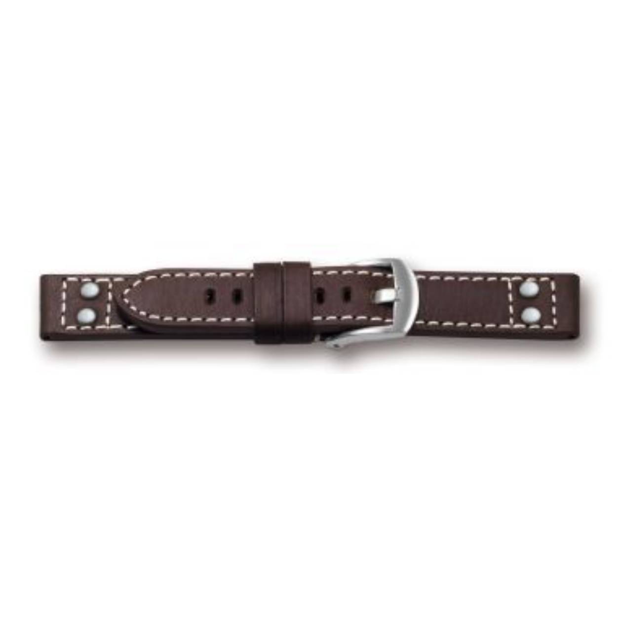 Horlogeband leder 281 donkerbruin wit stiksel 18mm