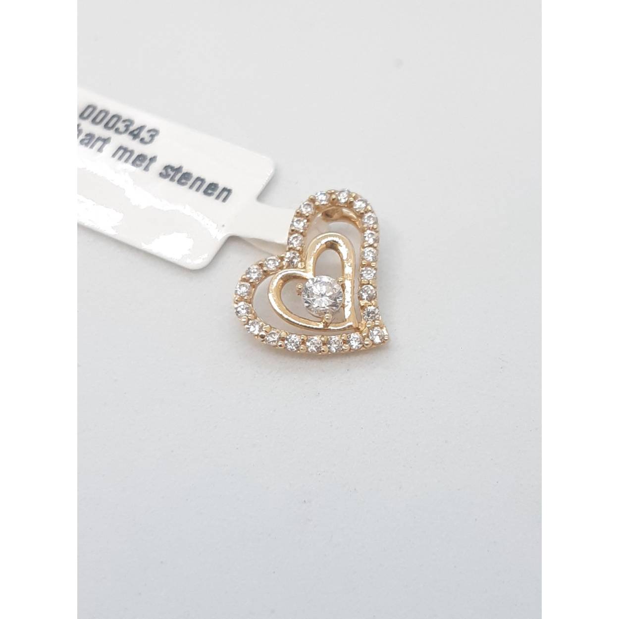 gouden hart met stenen 18k
