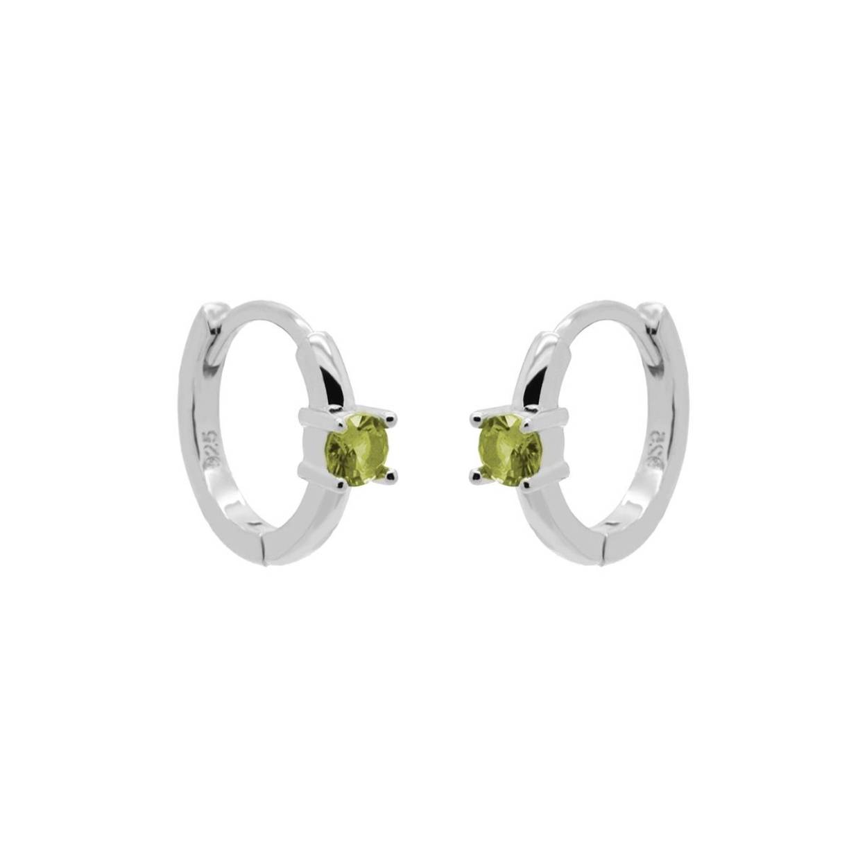 Hinged Hoops Single Solid Green Zirconia 12MM Silver
