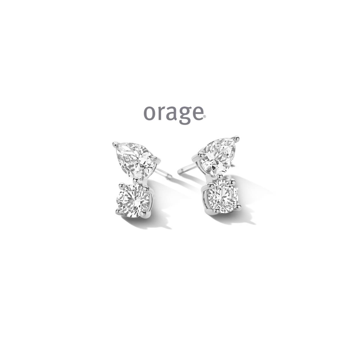 Orage oorstekers zilver zirconia