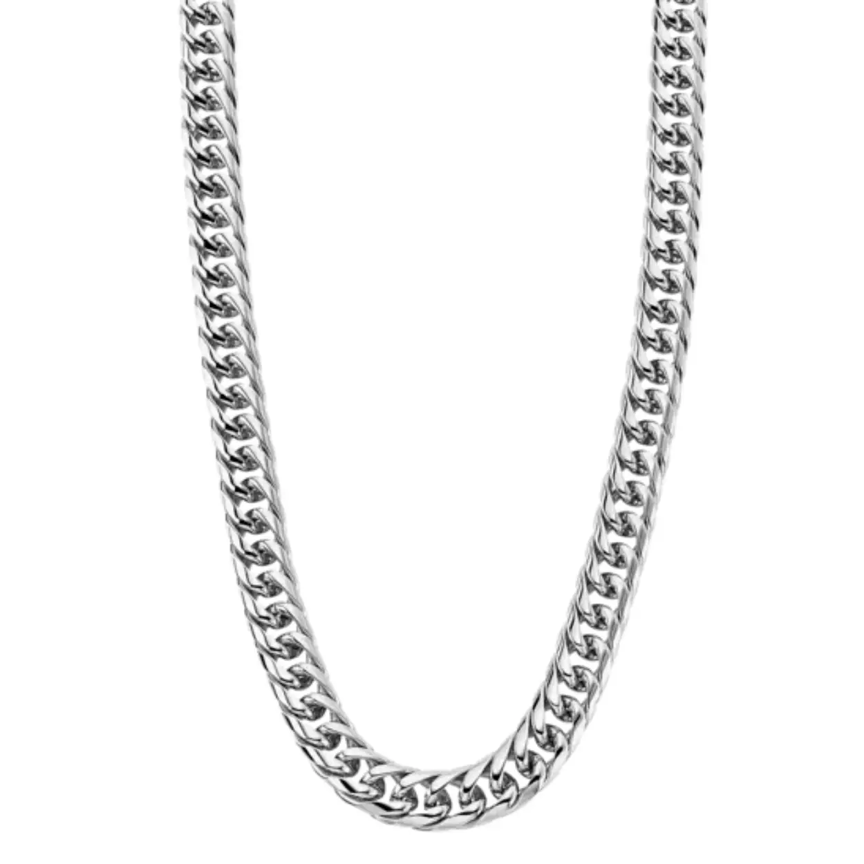 Stalen collier met gourmet schakel en vlinderslot
Lengte: 55 cm