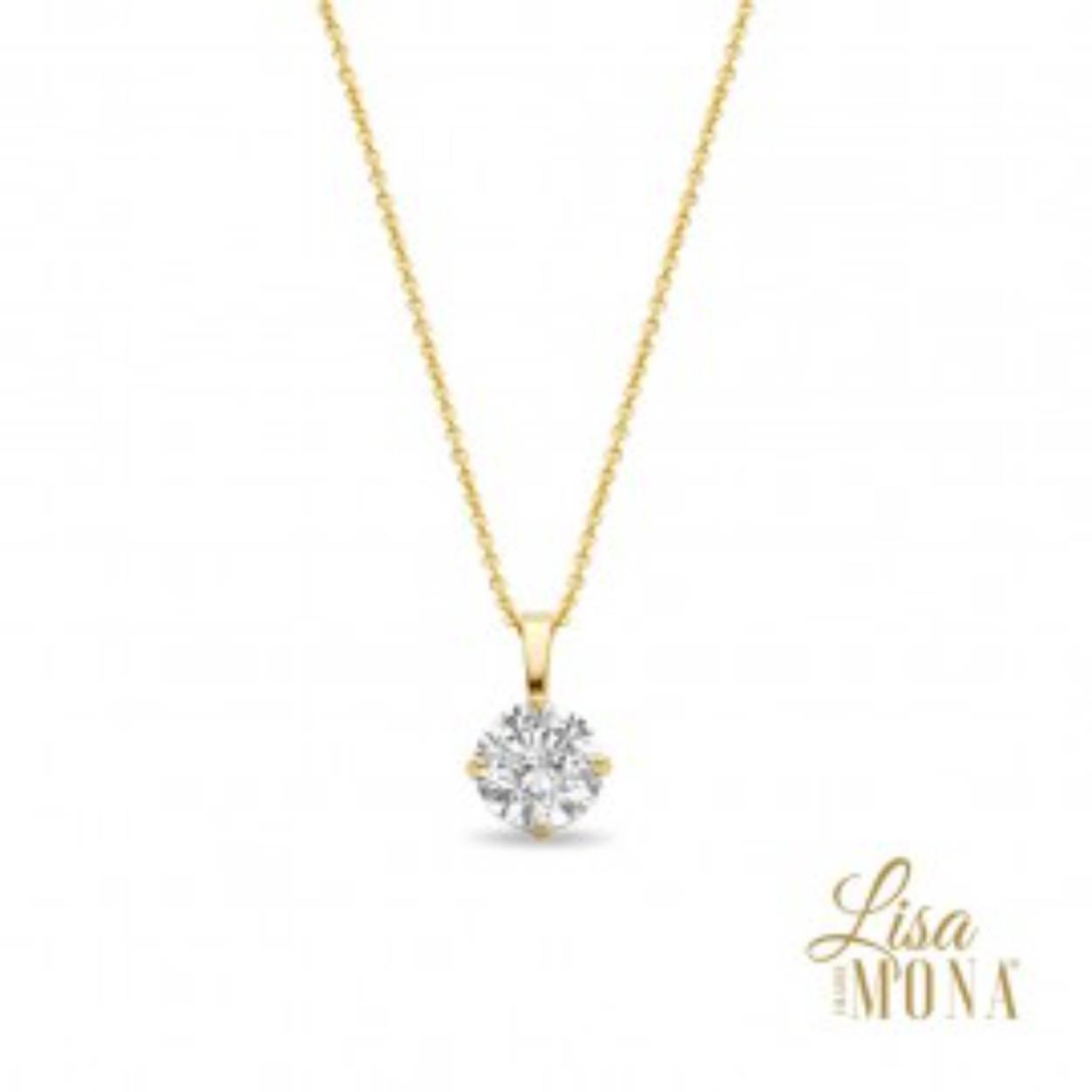 Lisa Mona ketting 14 kt zirkonia 6 mm