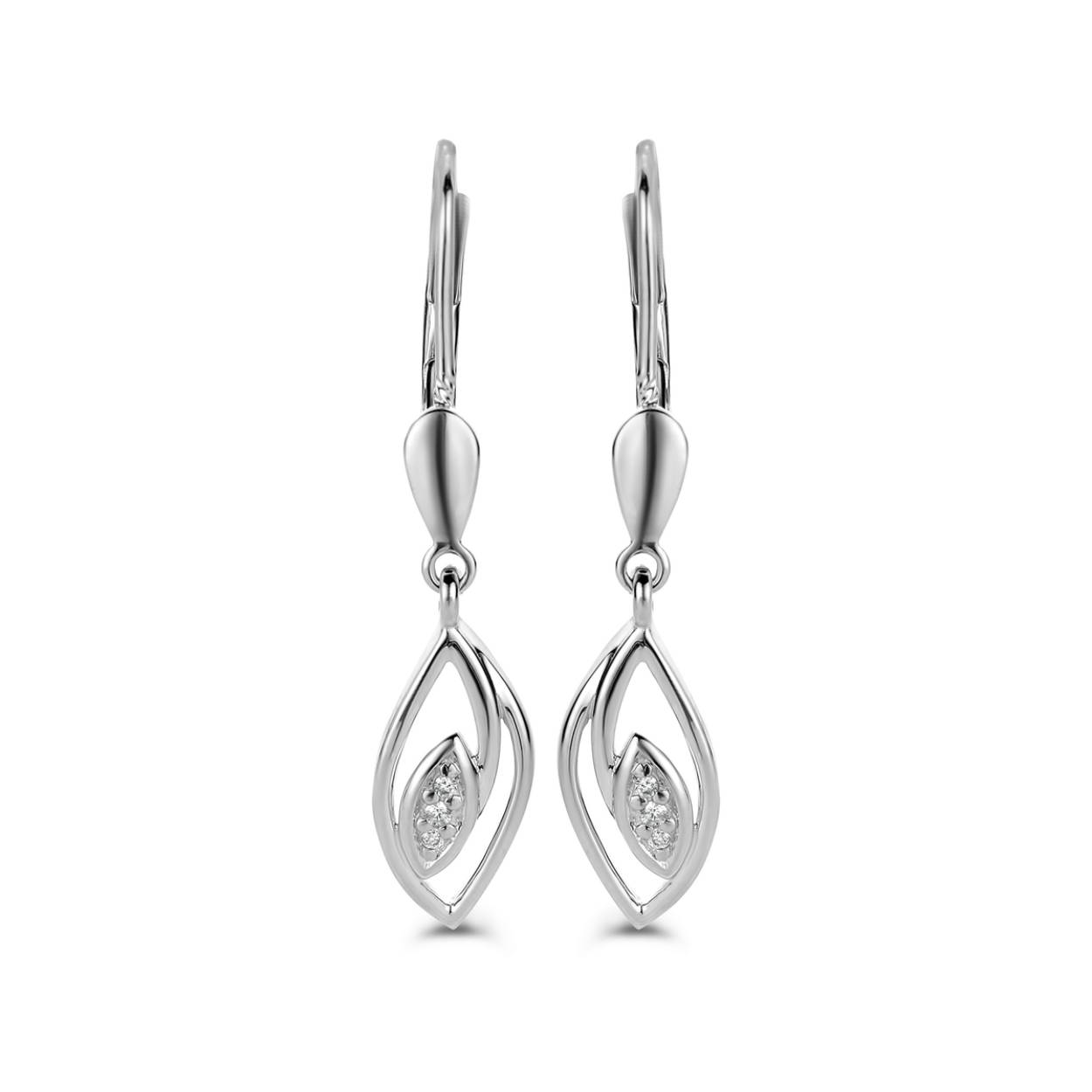 Naiomy oorhangers wit goud 18k met 6 briljanten 0.02ct