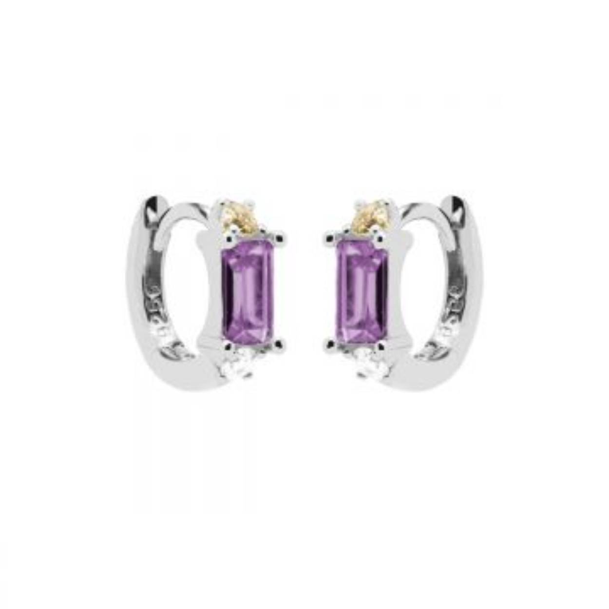 Karma Plain Hinged Hoops Classic Lila Silver 12MM