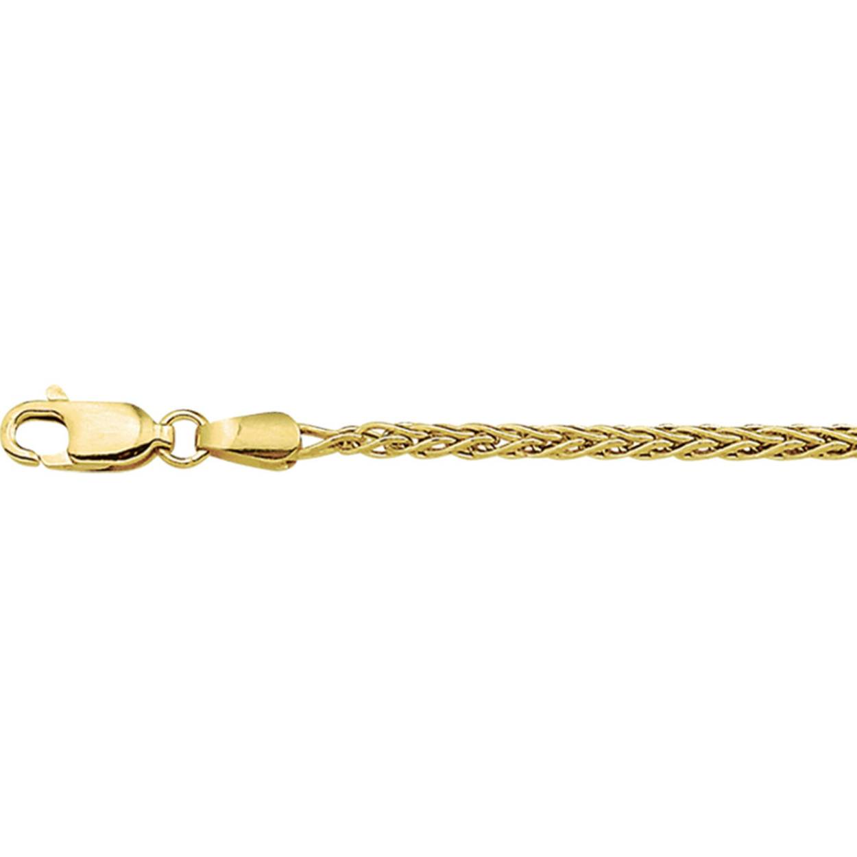 14k geelgoud vossestaart ketting met een dikte van 2mm en 38 cm lang