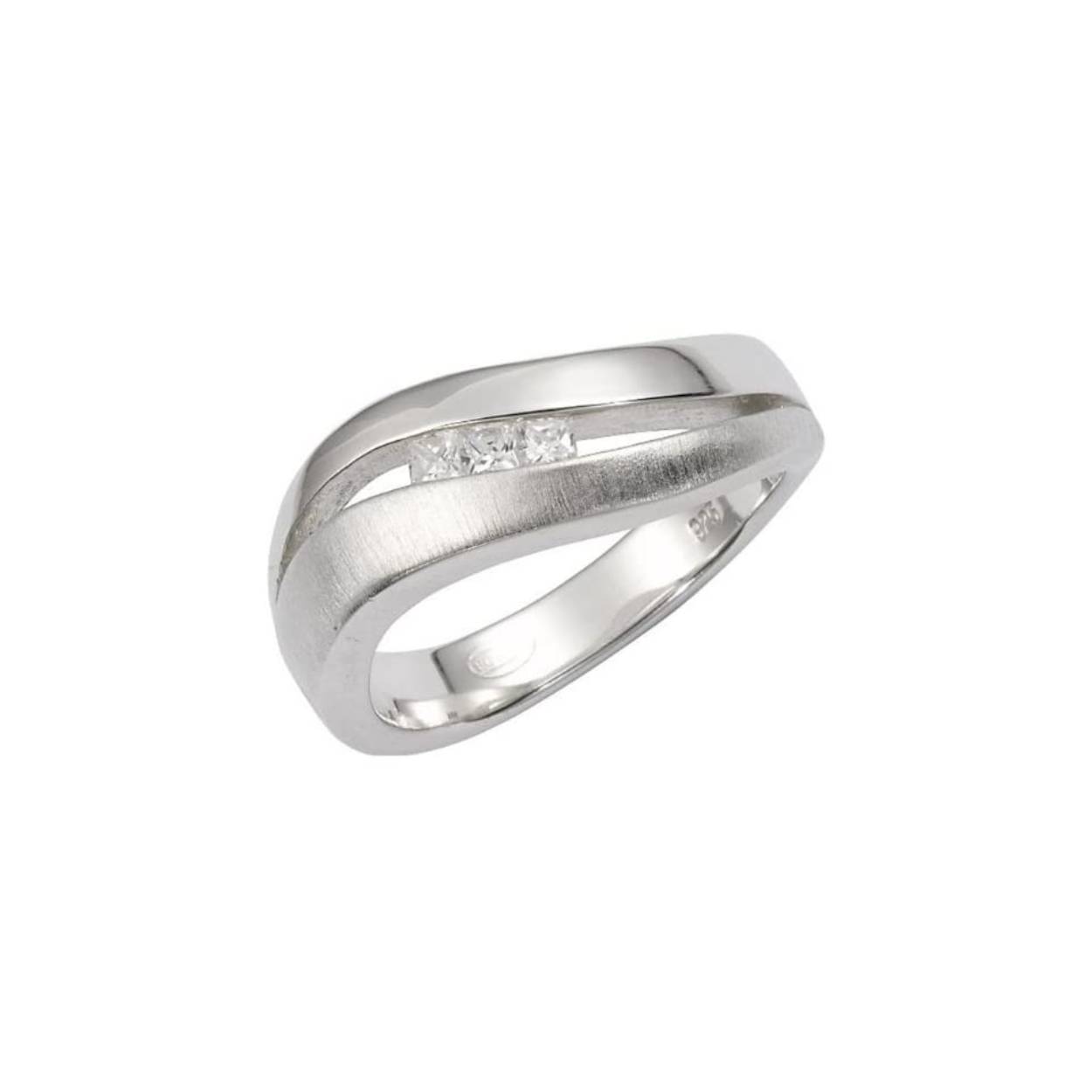 Fossil zilveren ring mat/poli zirkonia JF12803040