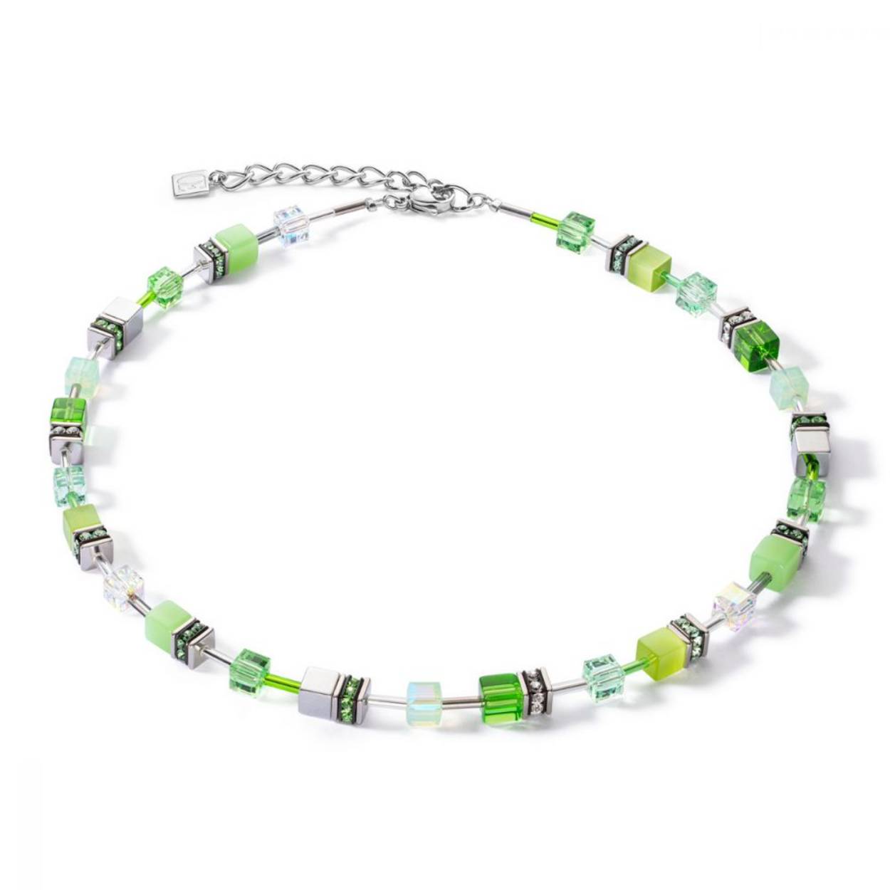 Glas, hematiet, Swarovski-kristal en synthetisch tijgeroog