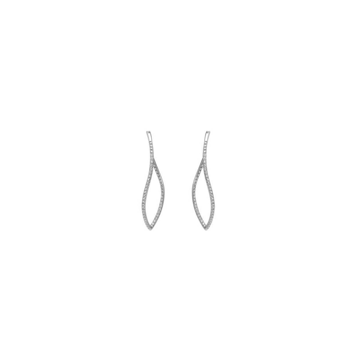 Mattioli Navettes oorhangers in 18kt witgoud met witte diamanten 6,25gr 0,59ct