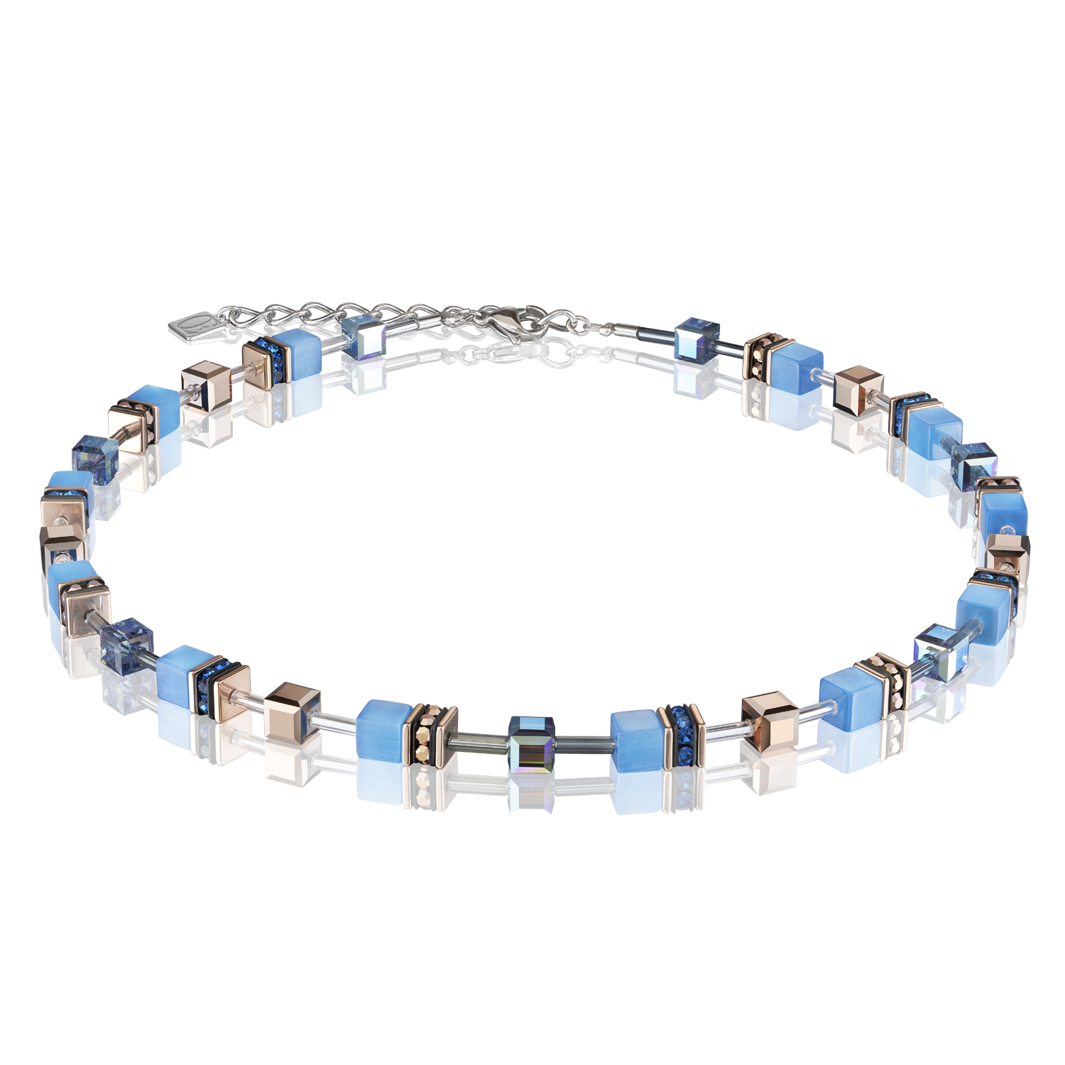 Collier van het merk Coeur de Lion, met een Swarovski-kristal. Dit sieraad bevat de kleur blauw