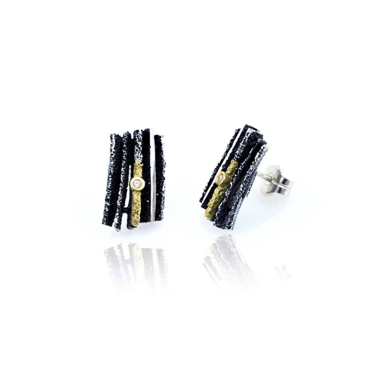 junc little earring 0,02 crt. zilver met goud