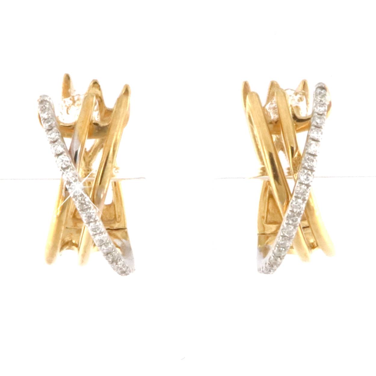 creolen in 18kt goud met briljant 0.12ct