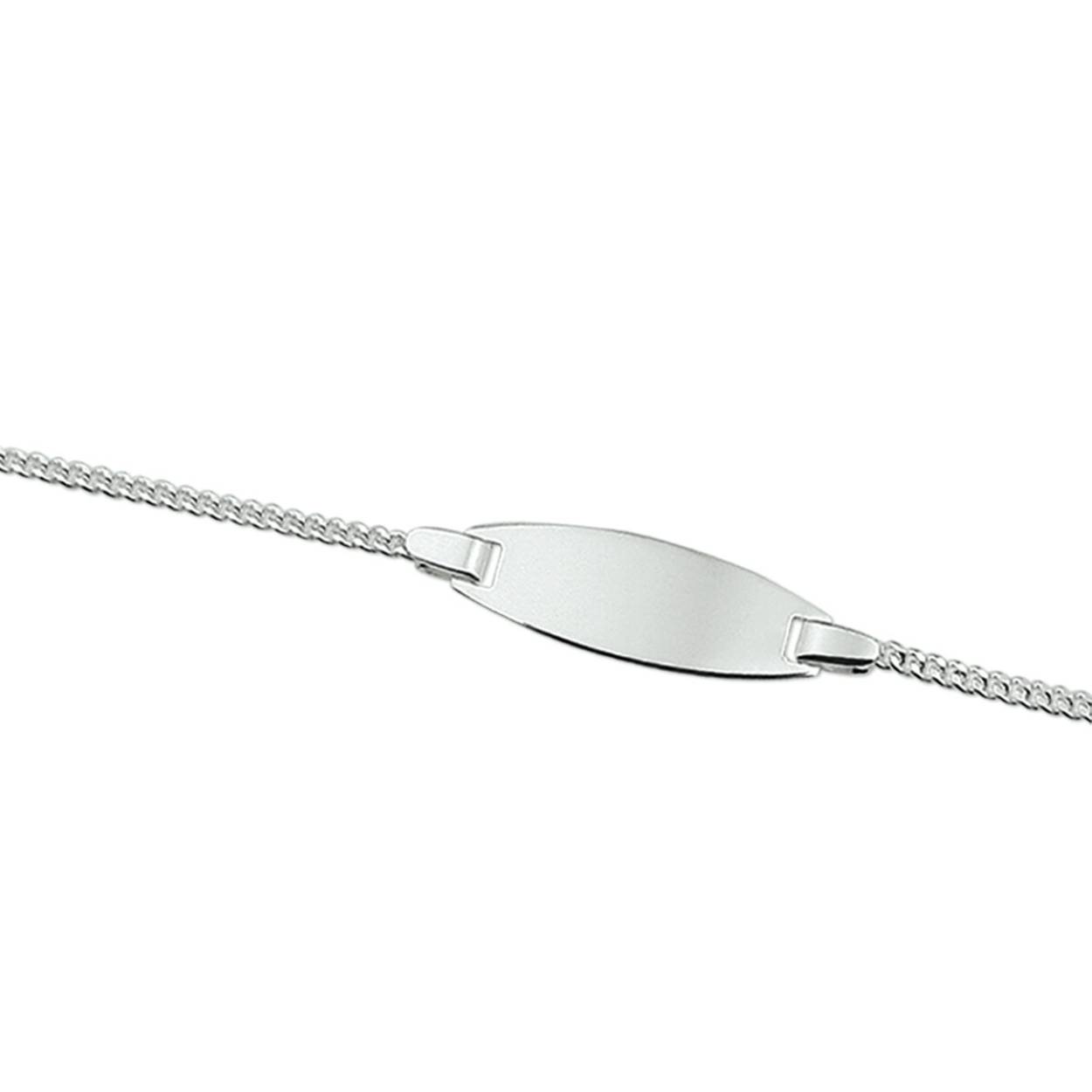 925 Zilveren graveerarmband. De breedte van de graveerplaat bedraagt 7.6mm en de dikte is 0.5mm.