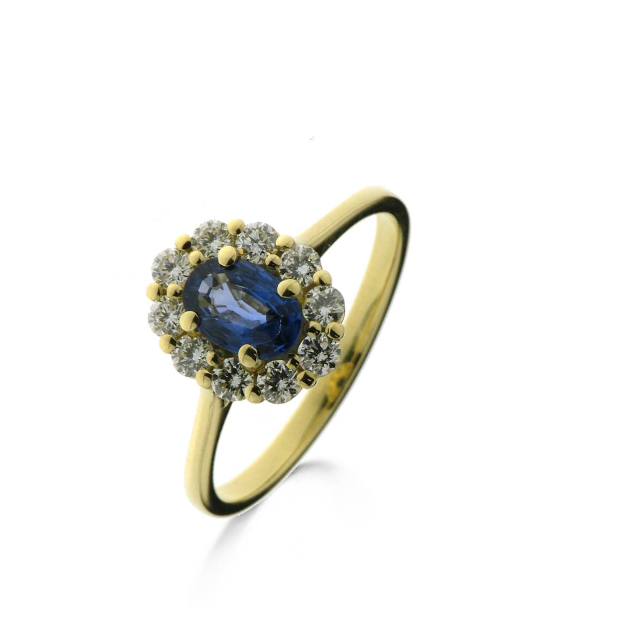 Naiomy ring goud 18k gezet met blauwe saffier en briljant 