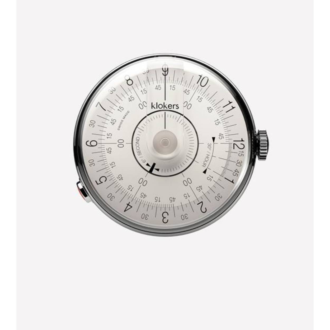 Klokers SIXTIES Grey 39 mm grijze plaat HORLOGE KLOK-08-D4SIXTIES-GREY Prijs uurwerk. Band naar keuze