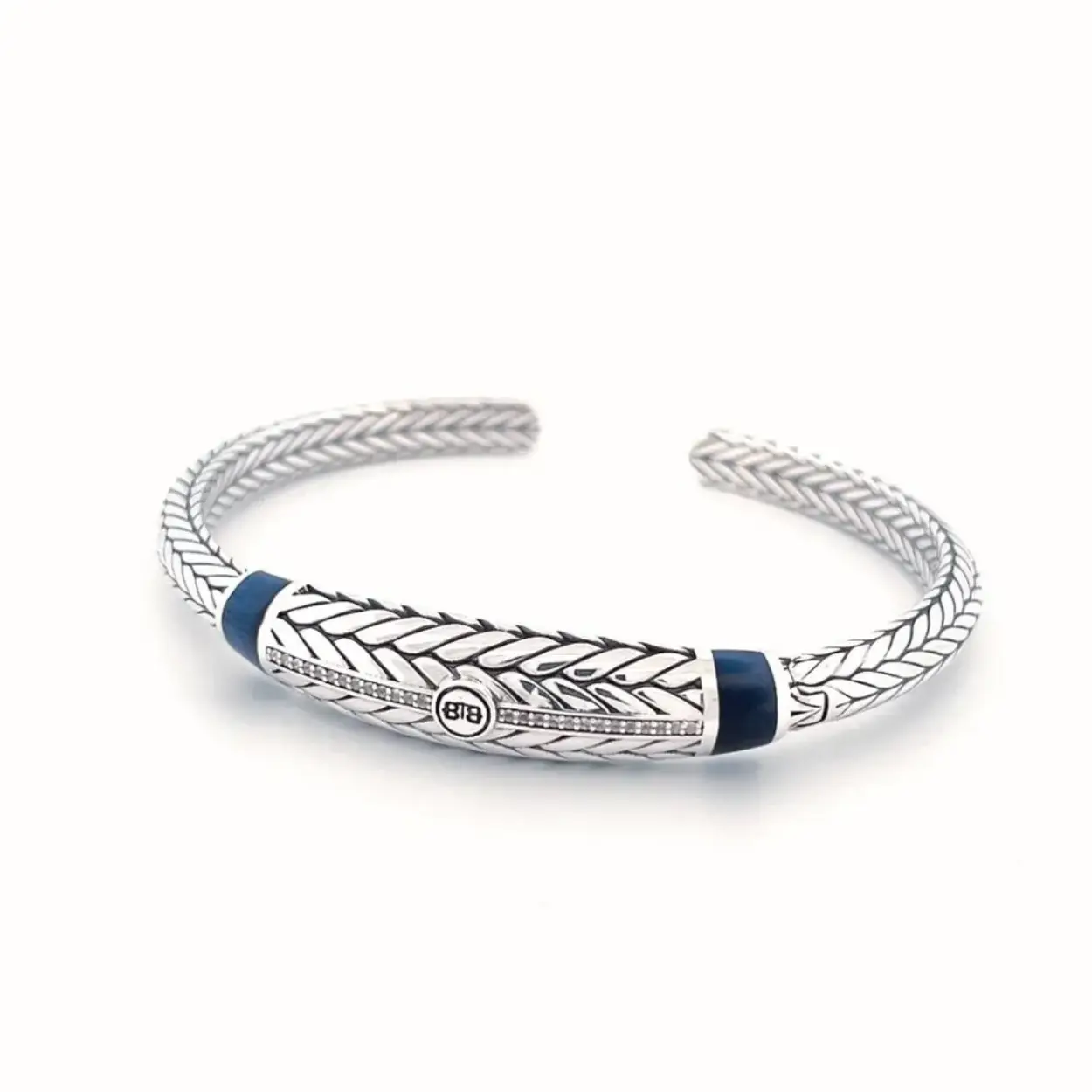 148 E Ellen stone Cuff Silver Tigereye Navy