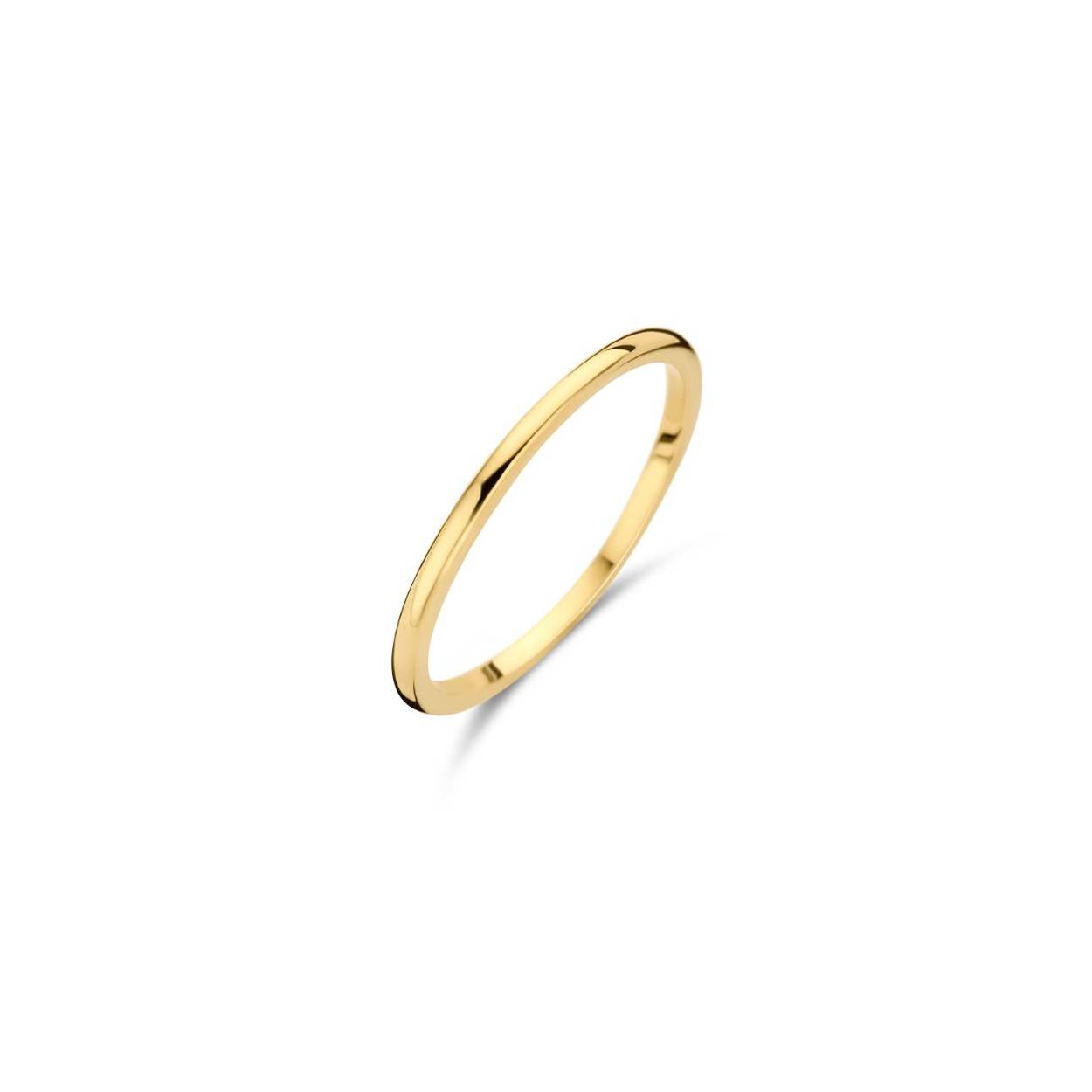 Jackie geelgouden gladde aanschuif ring. 585/1000.