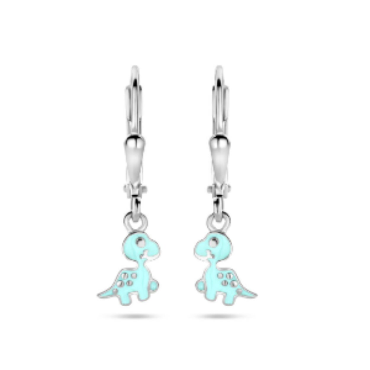 Gerhodineerd 925 zilveren oorhangers uitgevoerd met een dinosaurus. De oorhangers hebben een totale hoogte van 23mm.