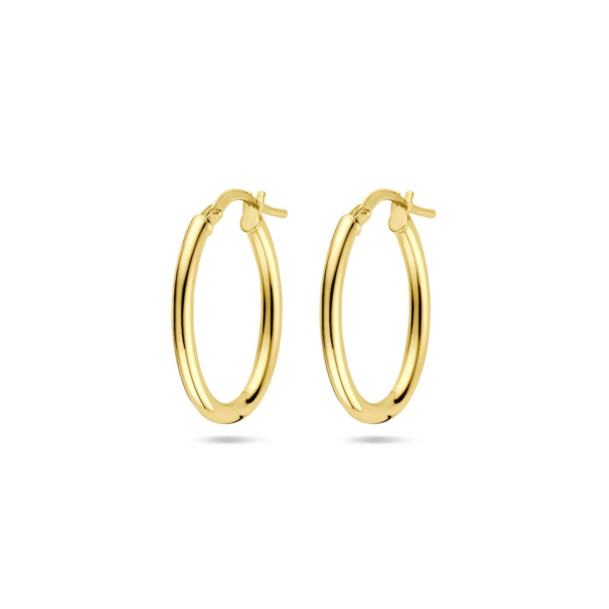 14k Geelgouden met een kern van 925 zilver. De oorringen hebben een afmeting van 23x2mm.