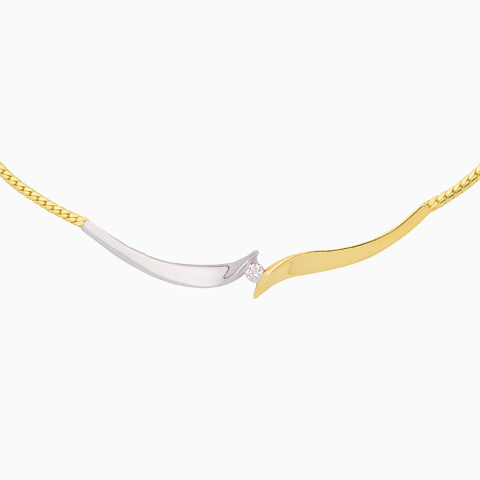 Eclat 14krt geel/witgouden collier met diamant
