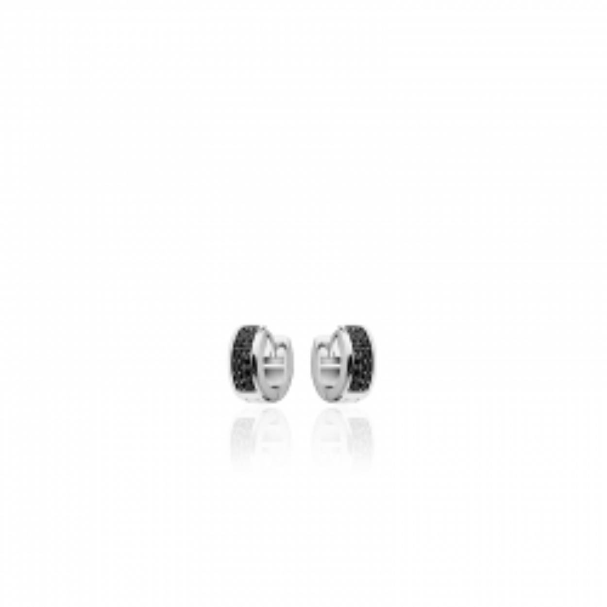 oorringen zilver zirkonia zwart 5mm / 12 mm