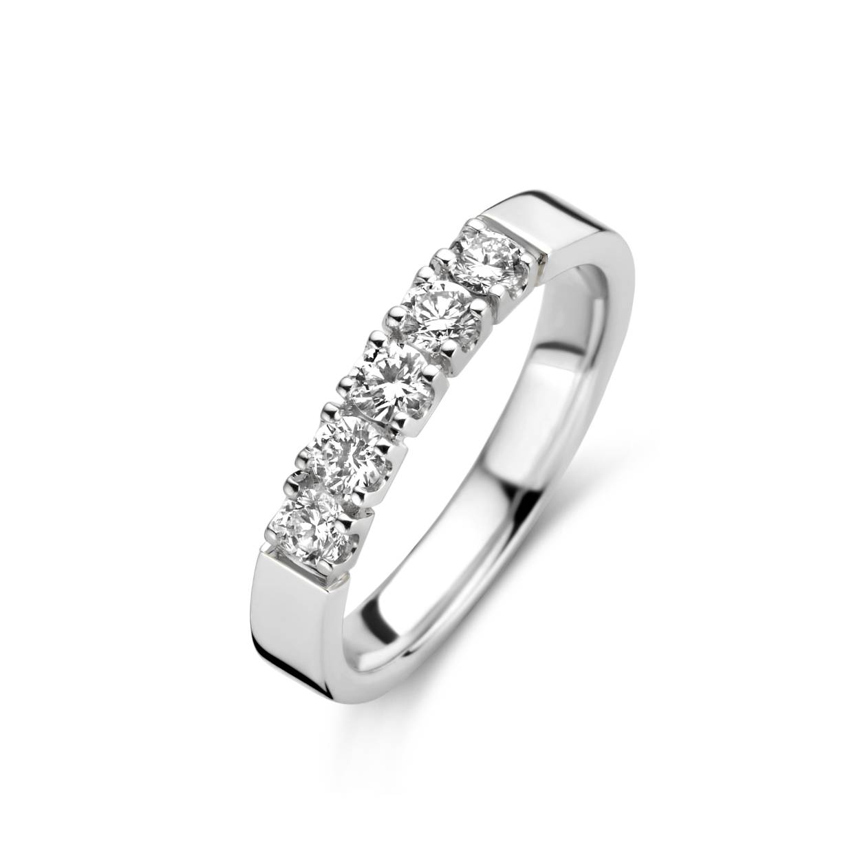 witgouden memoirering, 5x0.03ct mt55