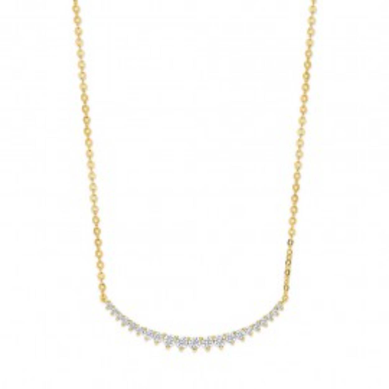 De collier is in plaque. De ketting is in plaque met een lengte van 45 cm. De ketting heeft een tussenstuk gezet met zirkoniim. (K8052)