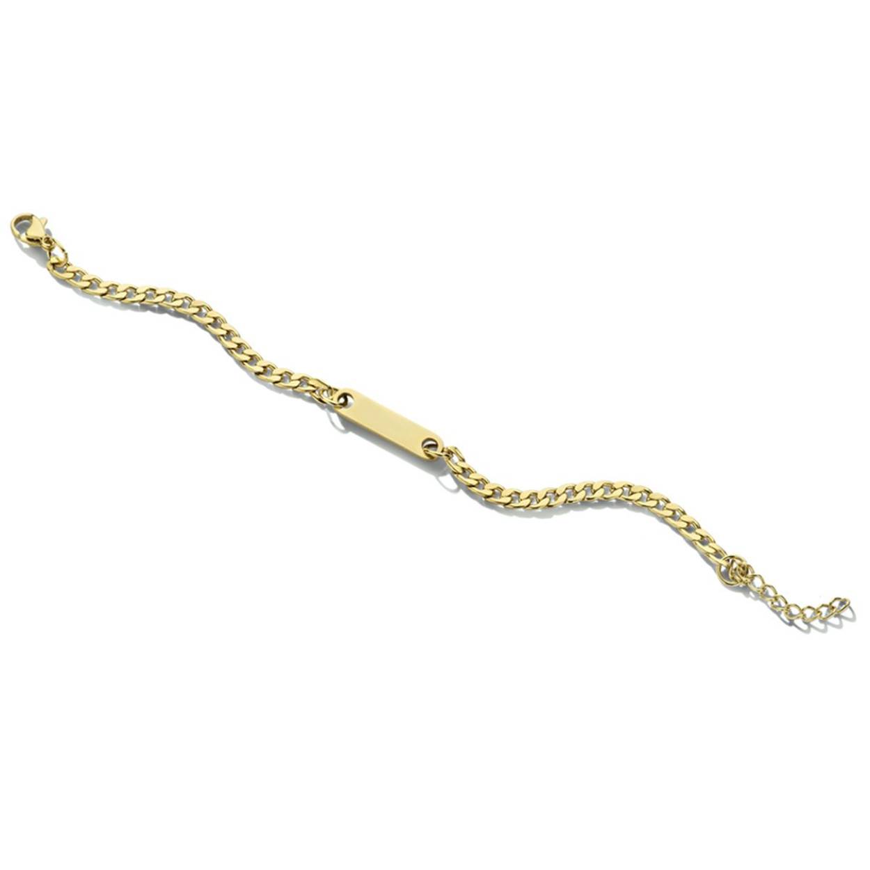 Edelstaal armband verguld geel gourmet plaatband 19-22cm