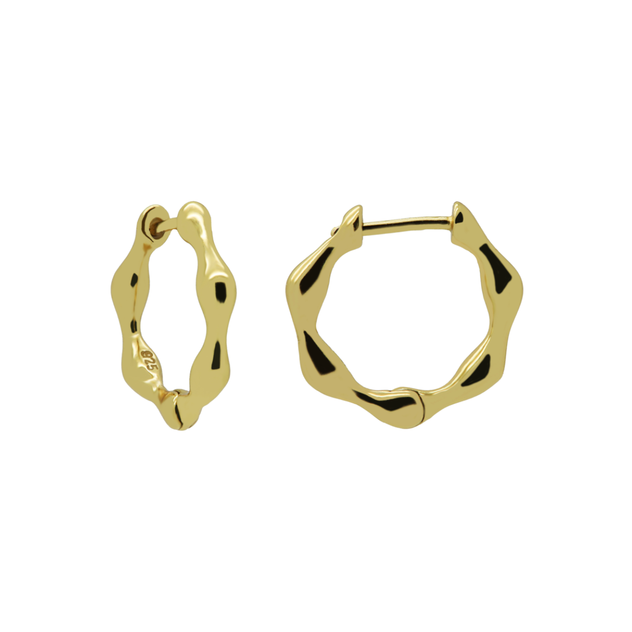 Hinged Hoops Bubbling Goldplated