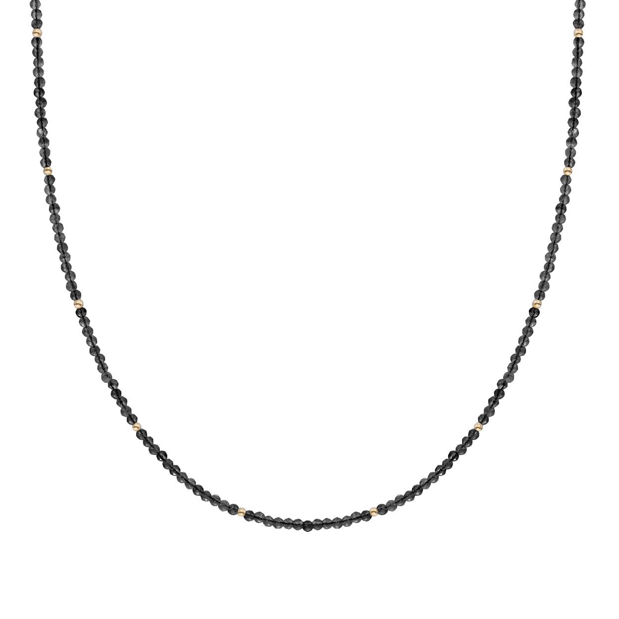 Sparkling Jewels collier Onyx 2mm Silver Goldplated. Lengte 42+2cm